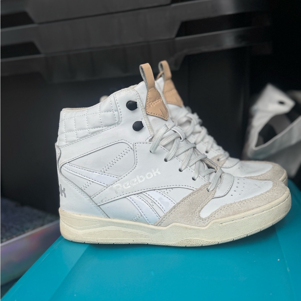 Reebok White and Beige High-Top Sneakers